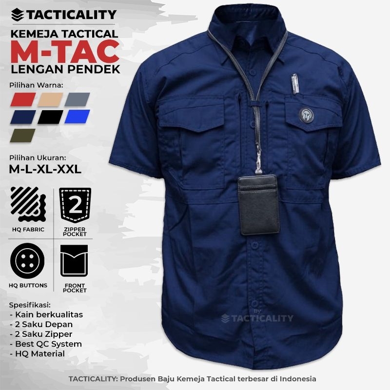 Kemeja Tactical Pria Lengan Pendek M-TAC Baju PDL PDH Seragam Kerja Lapangan Outdoor hkl