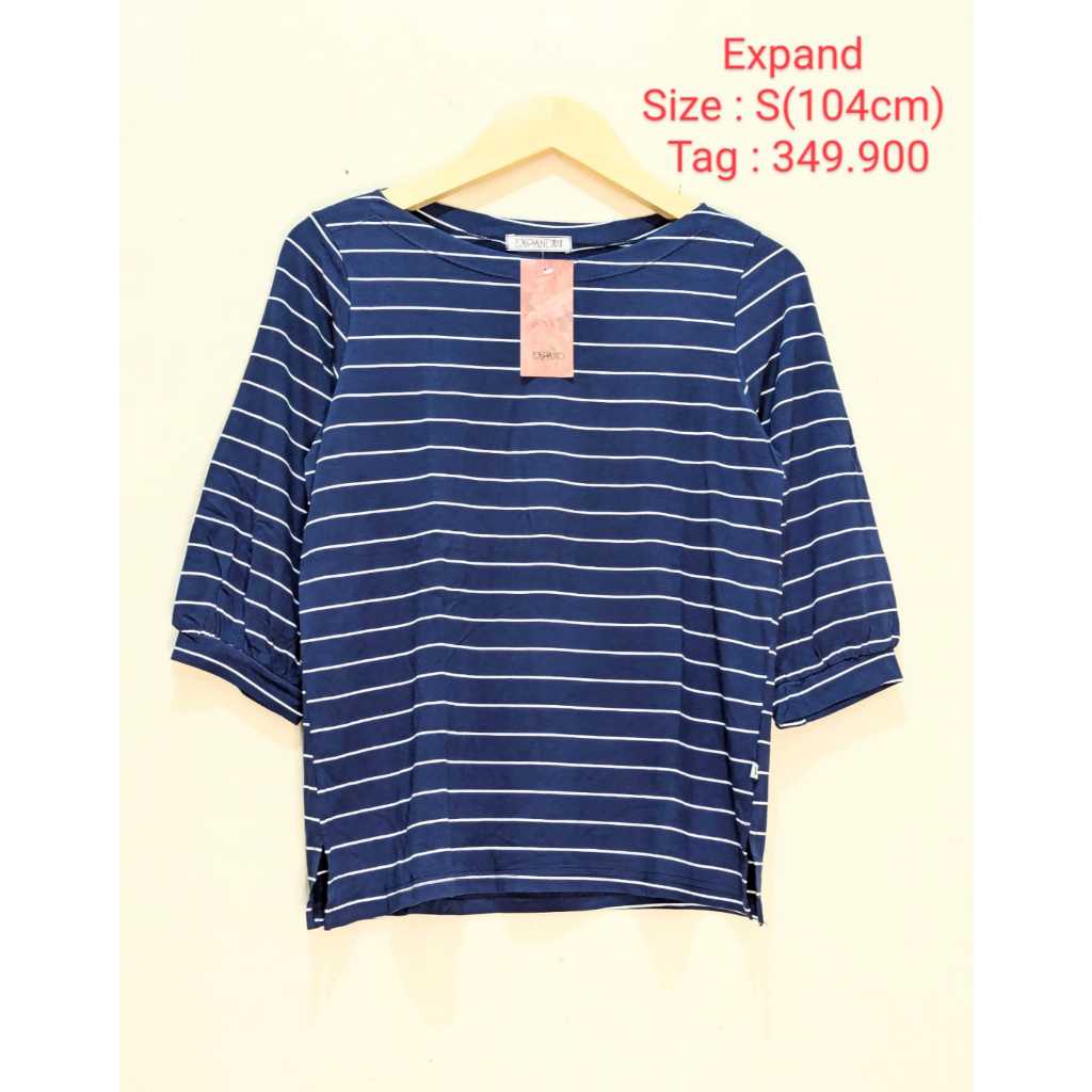 769 Expand Kaos Atasan Salur Biru Pakaian Wanita Original