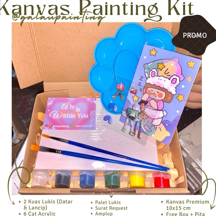 

Borong Untung Paket Lukis Kanvas Set Kanvas 1x15cm Gift Box Painting Kit Set Lukis Murah Paket Melukis by galaupainting