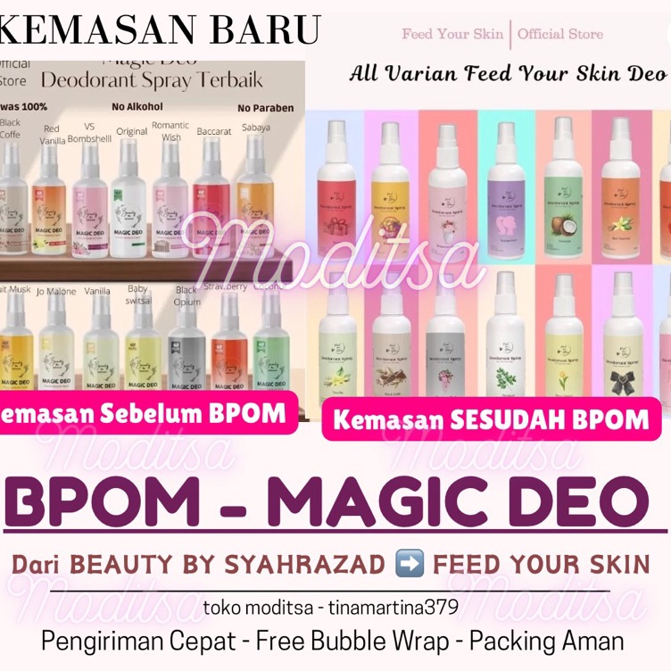 Paket Meriah  BPOM  MAGIC DEO FEED YOUR SKIN  BEAUTY BY SYAHRAZAD  Natural Deodorant Tawas Spray Pen