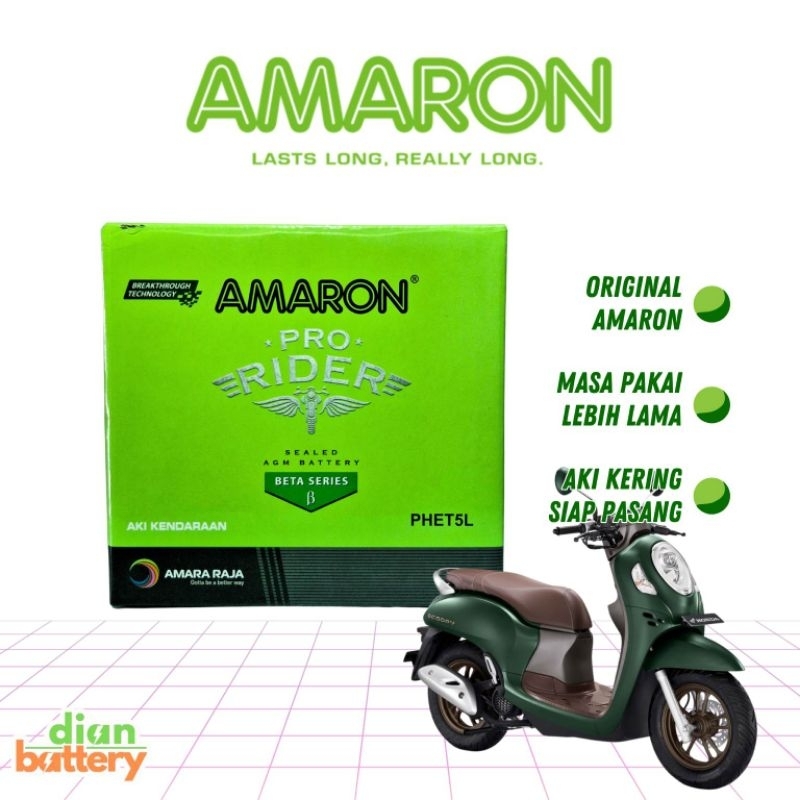 Amaron Pro GTZ6V Aki Motor Scoopy idling stop GTZ6V - Accu Kering PHET5L (5.5Ah)