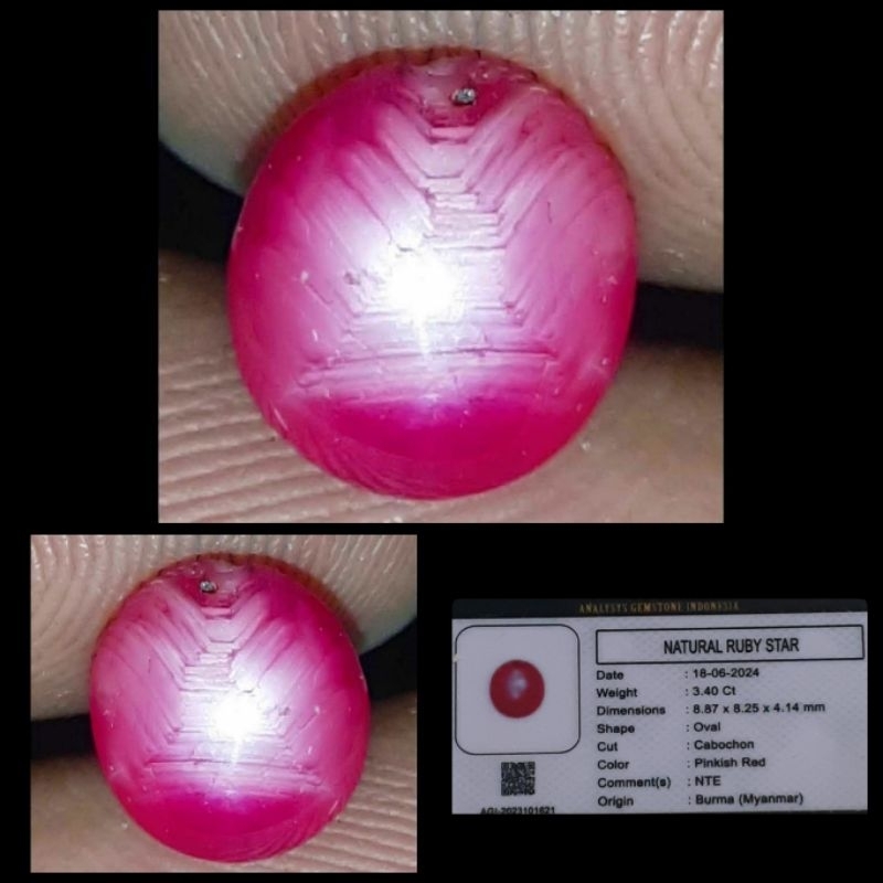 NATURAL STAR RUBY DELIMA HQ ( ASLI BURMA )