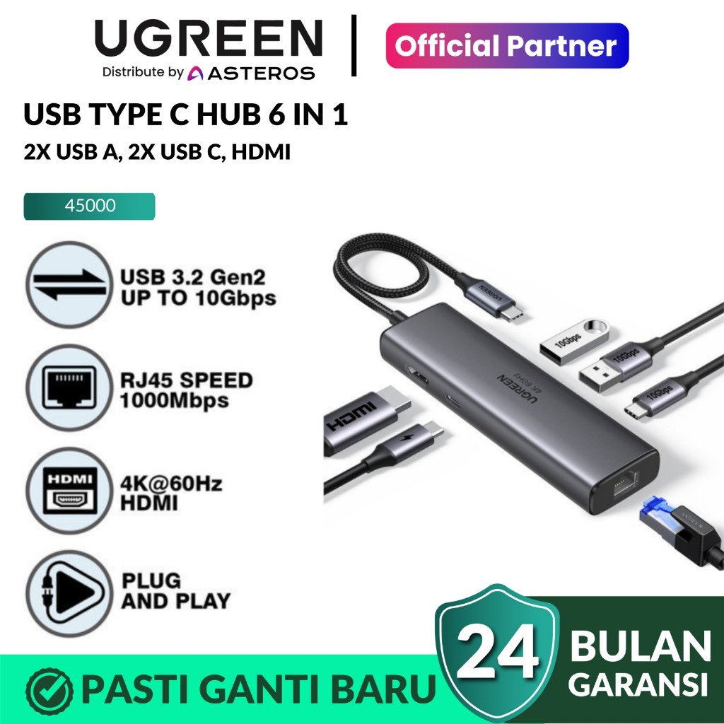 UGREEN HUB TYPE-C 6 IN 1 / 45000