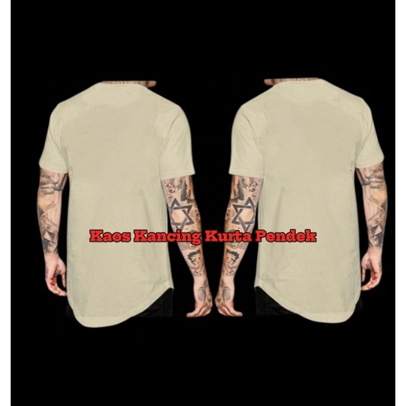 BAJU KURTA KAOS PRIA KANCING 3 PREMIUM VARIASI LONGLINE