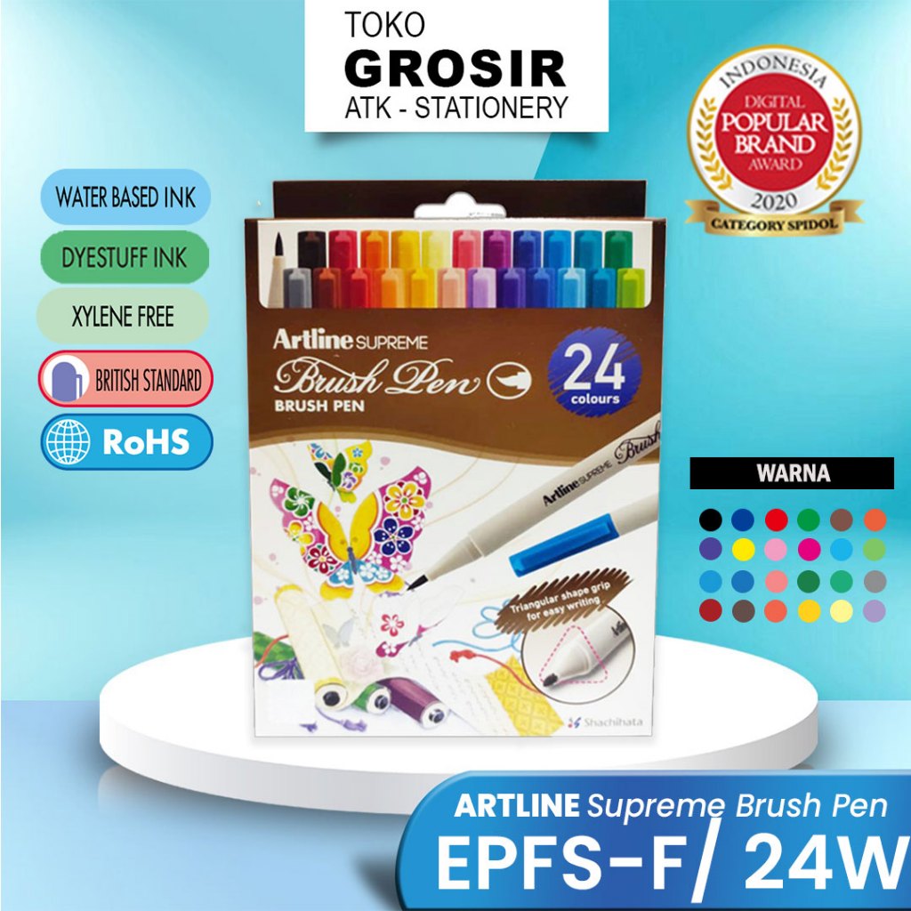 

EPFS-F/24W Spidol Supreme Brush Pen Marker Kuas Sketsa Lettering Calligraphy Set 24 Warna ARTLINE