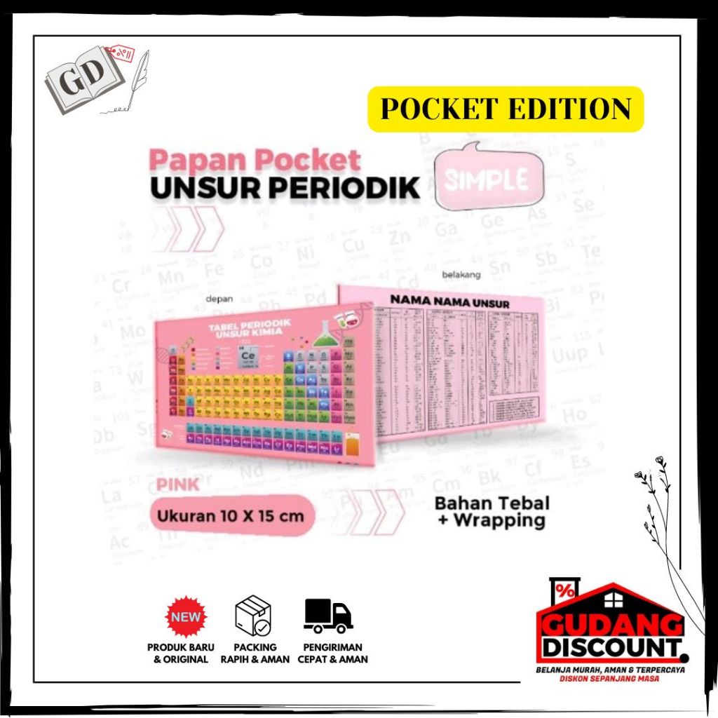 

PAPAN TABEL PERIODIK UNSUR KIMIA (POCKET EDITION) PRAKTIS (Banyak Varian Warna)