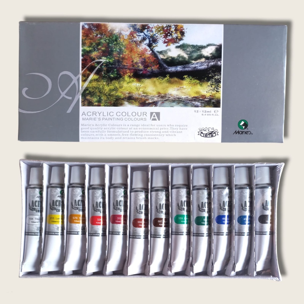 

MARIES ACRYLIC COLOUR 812/12 WRN / CAT AKRILIK - 12 WARNA