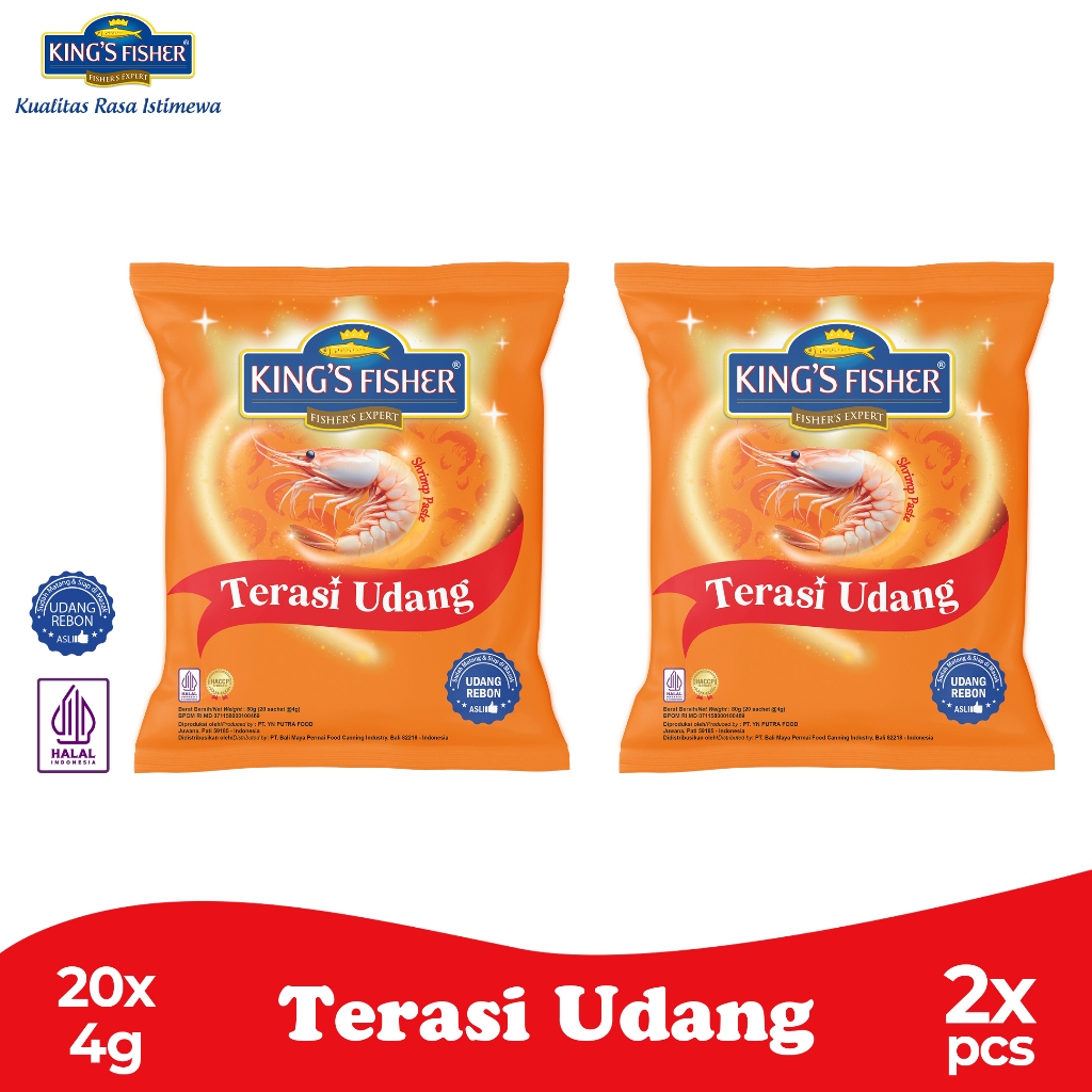 

ktmstore Paket 2 pak King's Fisher Terasi Udang 20 x 4 g Trasi Udang Rebon Asli Wangi Enak