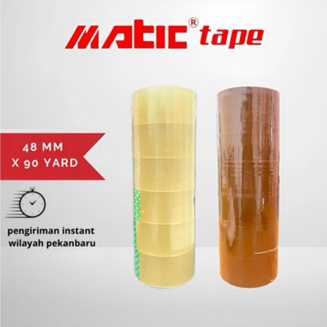 

MATIC 48MM x 90 YARD OPP Tape Murah Lakban Packing coklat dan bening kekuningan