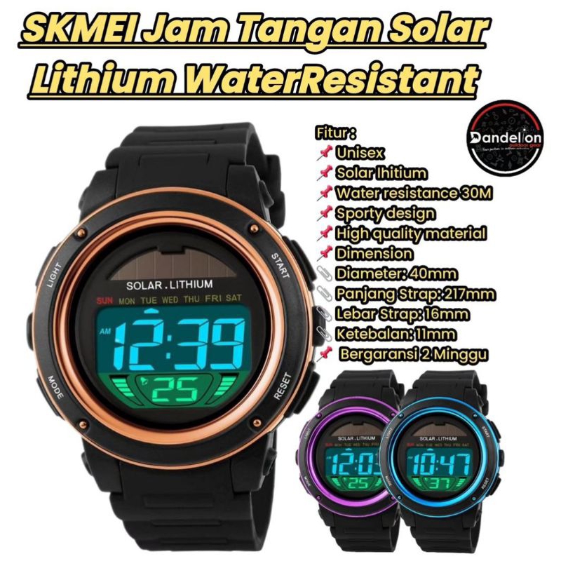 SKMEI jam Tangan Solar Lithium WaterResistant