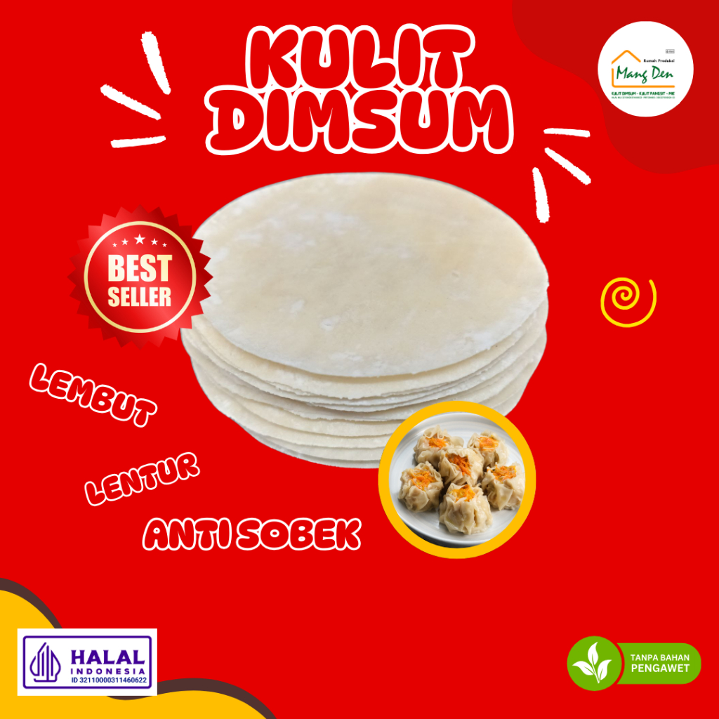

Kulit Dimsum Bulat, Tipis, Diameter 8cm, Halal, Lembut, Lentur, Kenyal, Anti Lengket, Anti Sobek