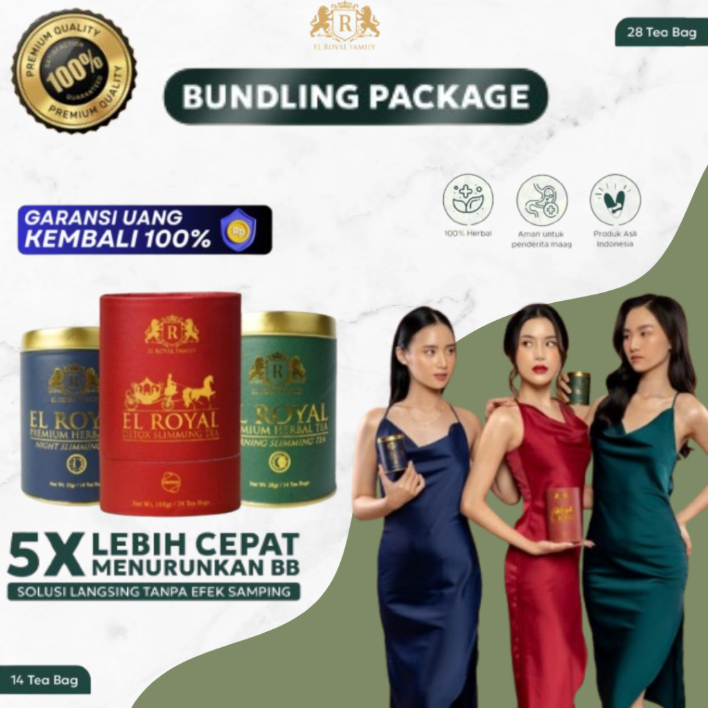 [BUNDLING]  1 EL ROYAL PREMIUM HERBAL TEA & 1 EL ROYAL DETOX SLIMMING TEA- 5X Lebih Cepat Menurunkan