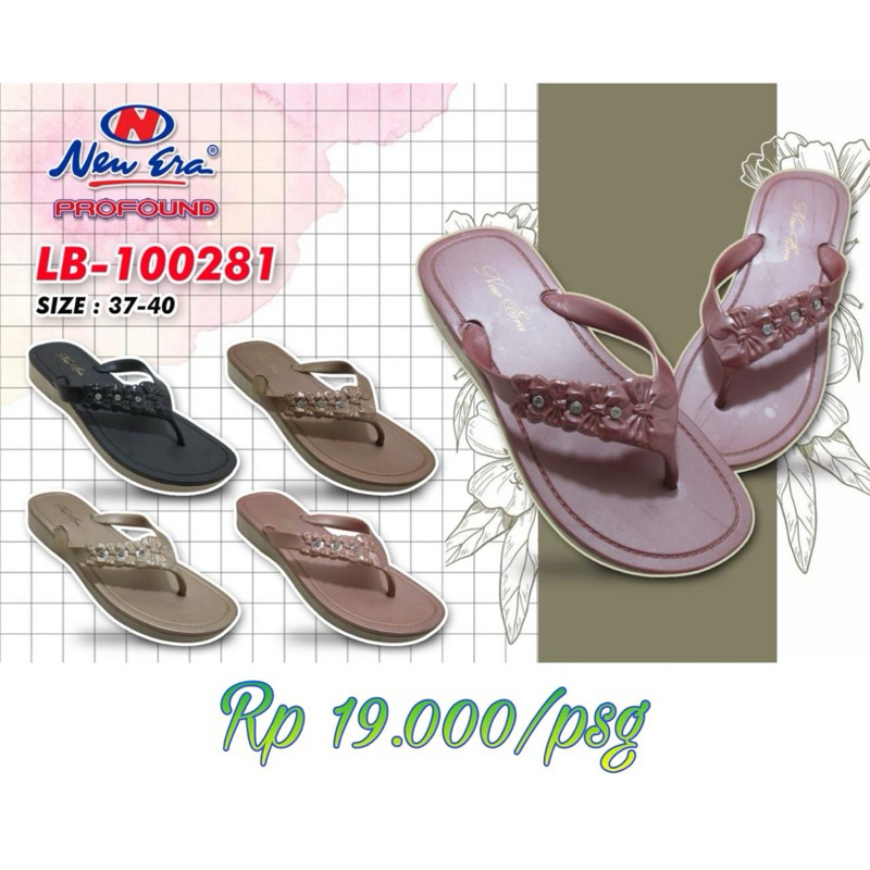 SANDAL JAPIT KARET WANITA NEW ERA LB 100281 100% ORIGINAL BY NEW ERA
