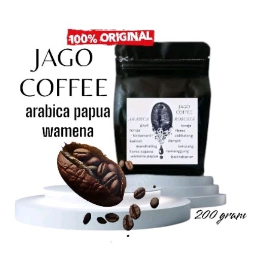 

biji/bubuk 200gram kopi Arabika papua wamena spesial fresh coffee kemasan baru