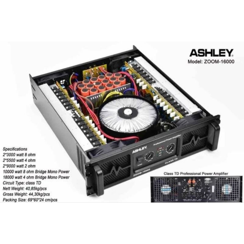 Power Amplifier ASHLEY ZOOM 16000 ORIGINAL CLASS TD 2×3000watt Redy stok