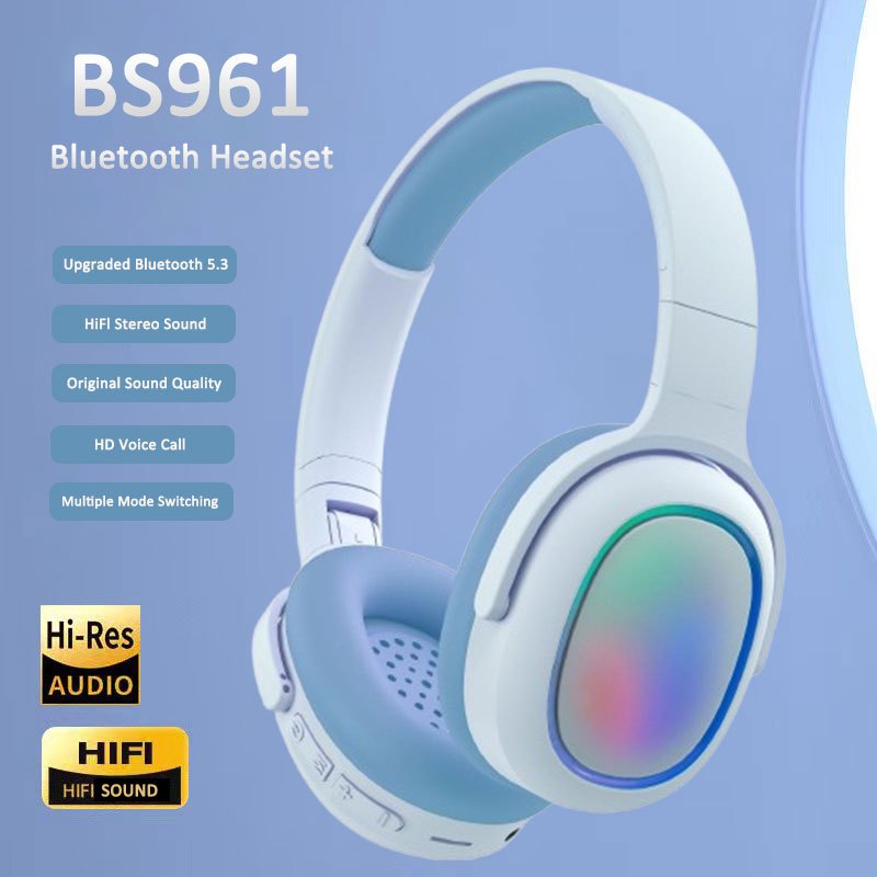 HILP New Rgb Bs961 Headset Gaming Bluetooth Wireless Sport Headphone With Noise Canceling