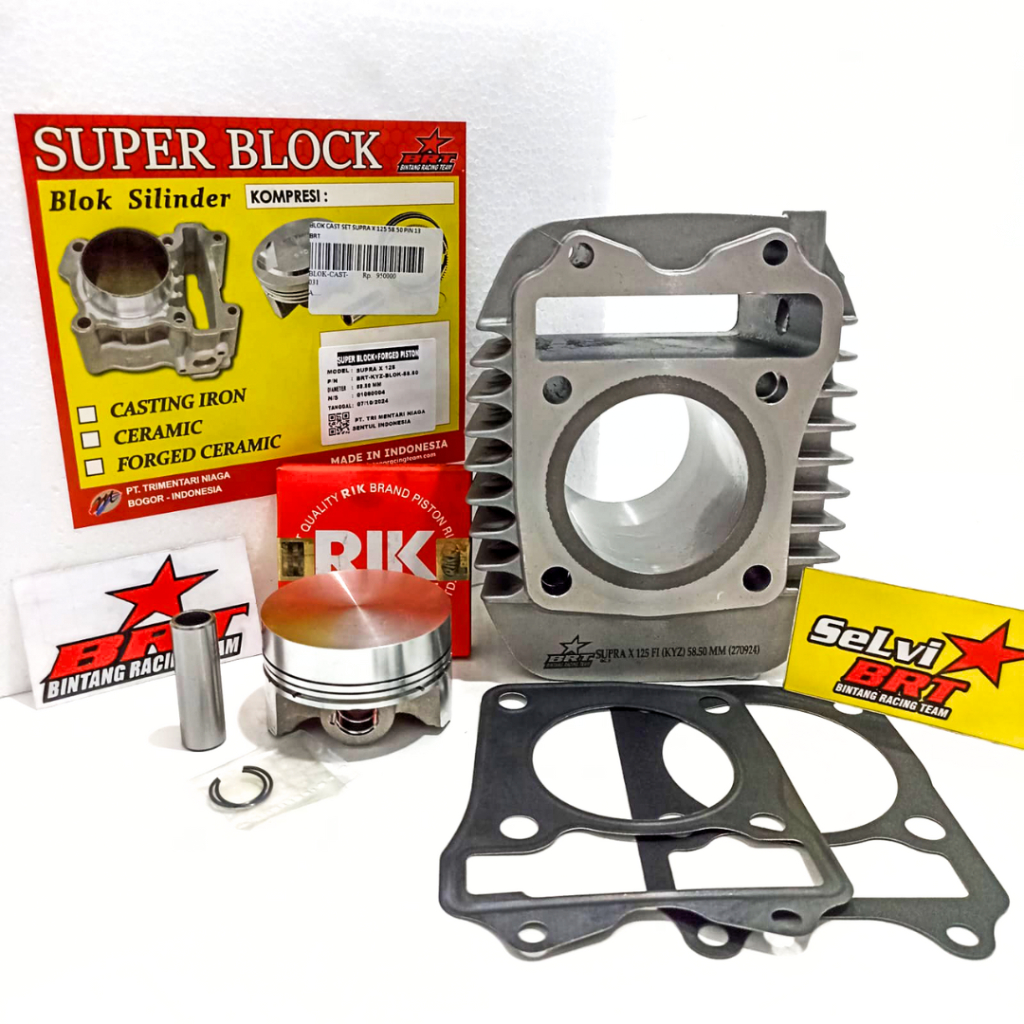 BLOK BOREUP CAST IRON PISTON BRT SUPRA X 125 KYZ 58.50