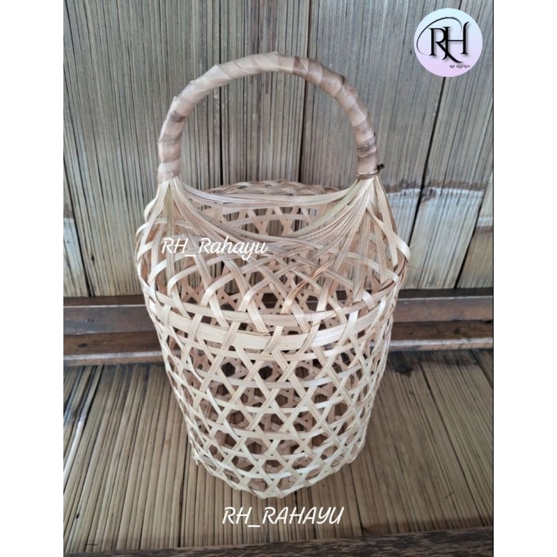 Anyaman bambu tas bulat 20×23