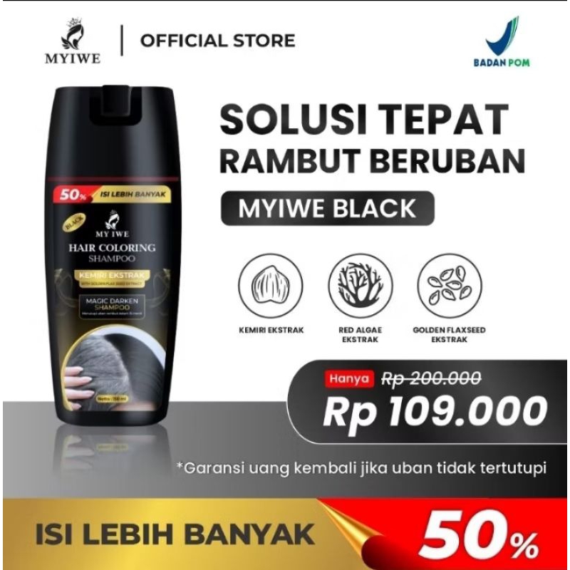 my iwe hitam black hair coloring shampoo original