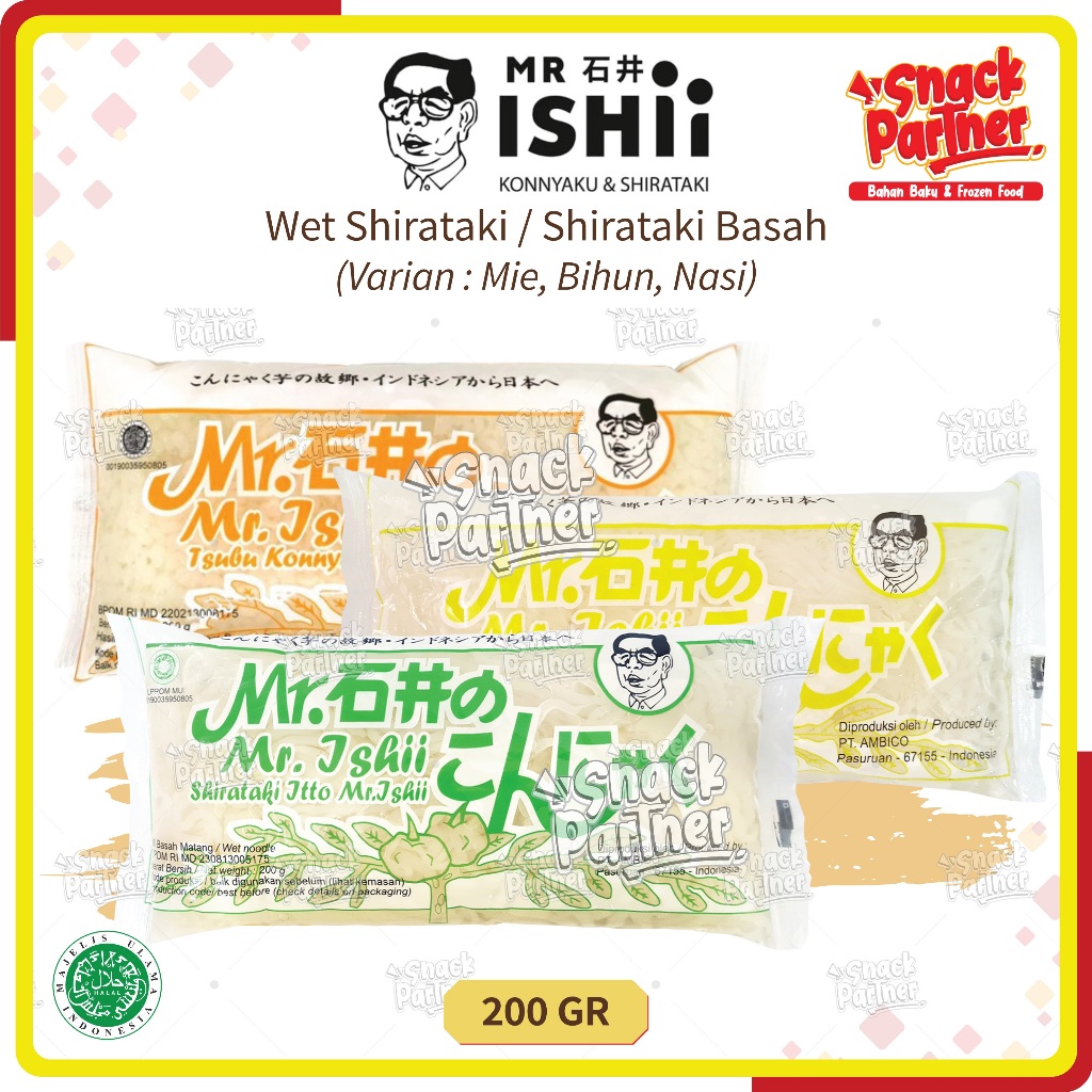 

Mr Ishii SHIRATAKI BASAH 200 GR / Wet Shirataki - Shiratake Sirataki Mie Noodle Nasi Rice Mi Bihun KETO HALAL DIET