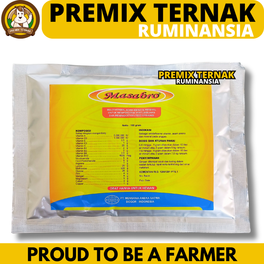 MASABRO 100 GRAM MENSANA - Vitamin Ayam Broiler Penggemuk Penambah Bobot Berat Ayam Broiler Pedaging