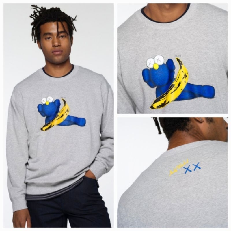 UNIQLO SWEATER KAWS X WARHOL 03 GRAY BARU ASLI ORIGINAL