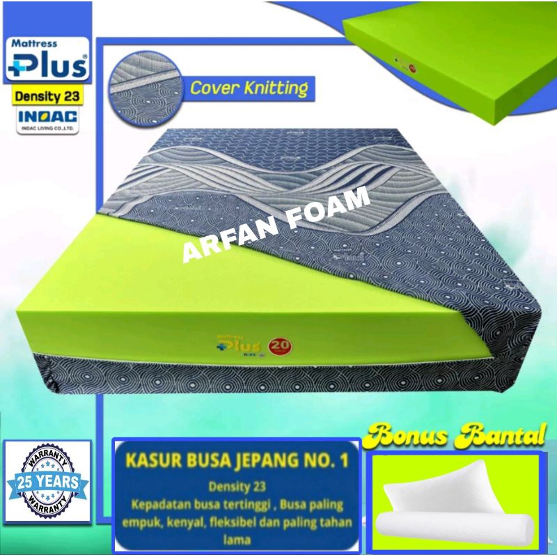 Kasur Busa INOAC Mattress Plus  D23 Garansi 25 Tahun Anti Kempes Bonus Bantal Guling Memori Foam