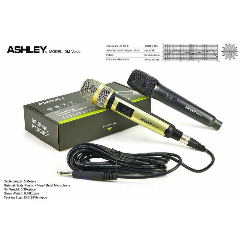 Mic Ashley DM Voice microphone Kabel ashley dynamic