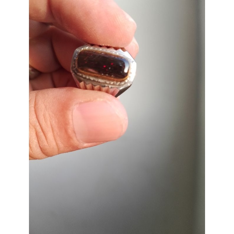 Batu cincin Natural Black Opal ruyung laser Banten