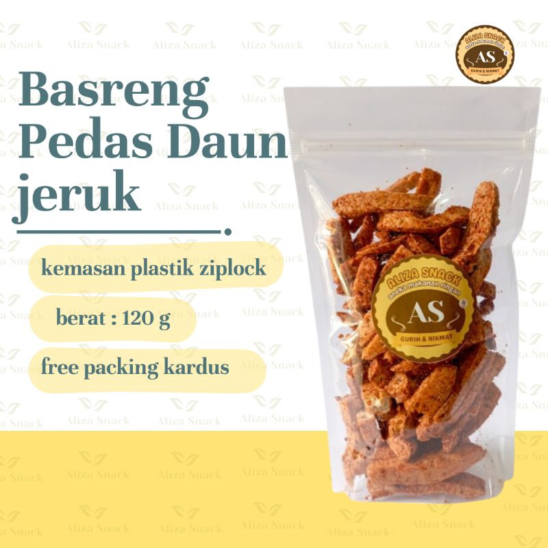 

AlizaSnack Basreng Pedas Daun Jeruk,Basreng Garing,Bastik pedas,baso goreng pedas