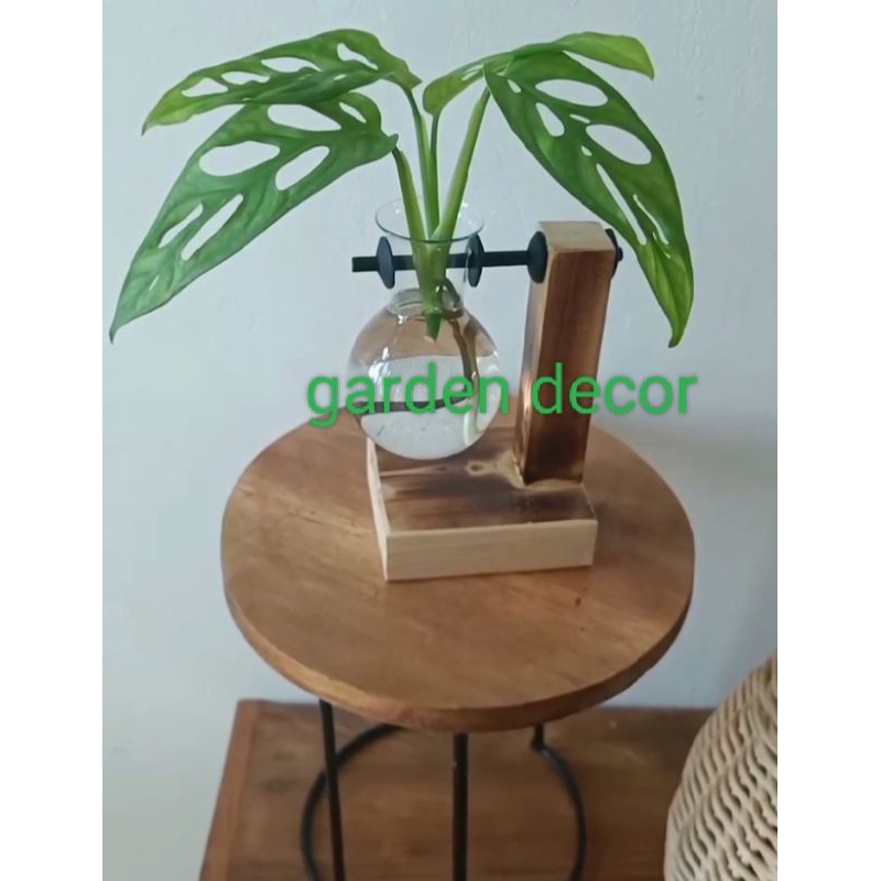 pot vas bunga model tiang 1 kaca bening