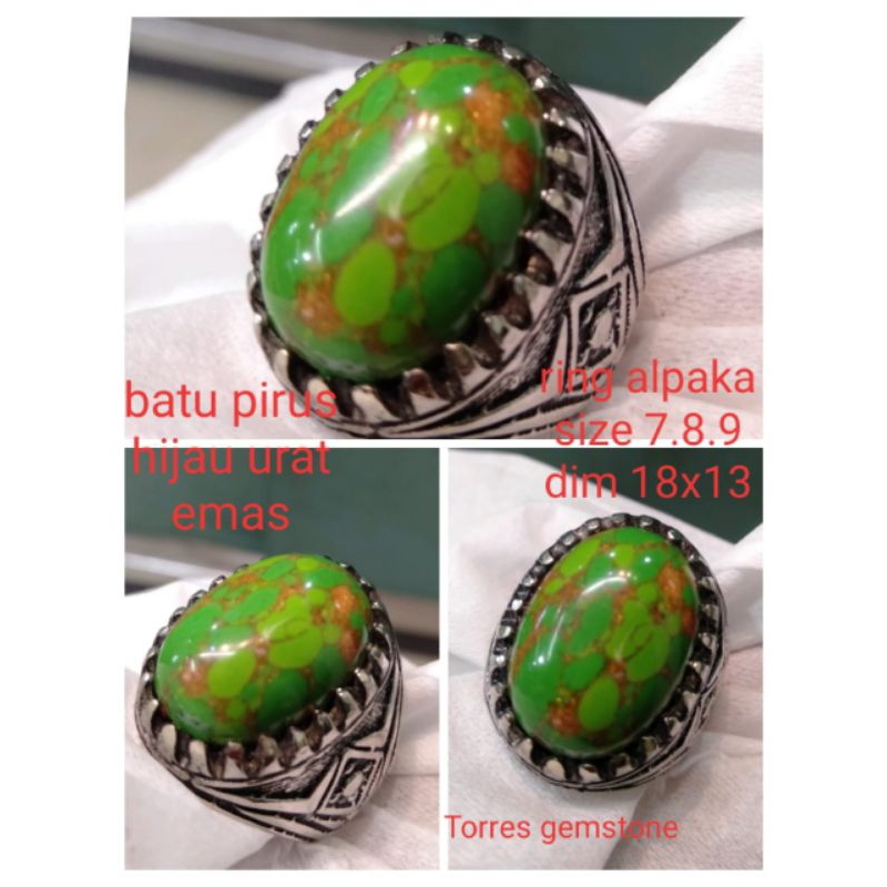 CINCIN BATU PIRUS HIJAU URAT EMAS