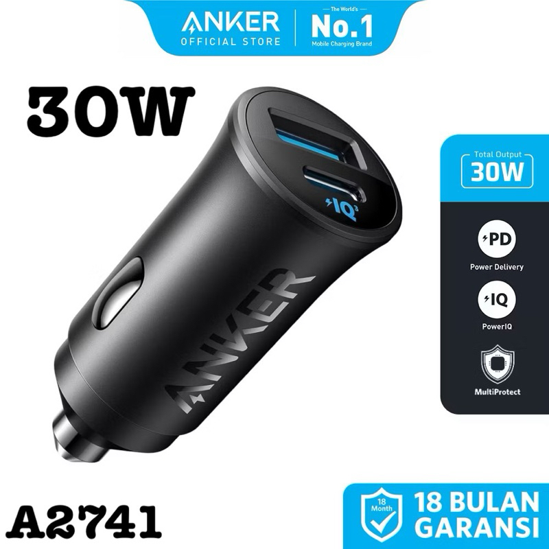 Anker Car Charger 30W USB Type C Port A2741 Quick Charge