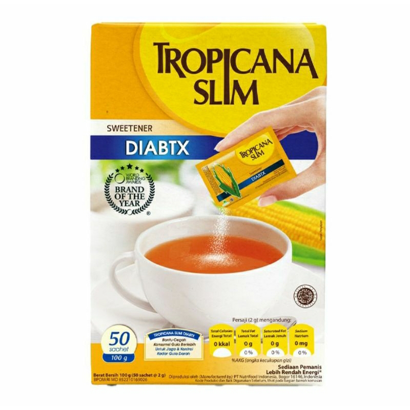 

TROPICANA SLIM DIABTX Pemanis Nol Kalori 50 x 2 g