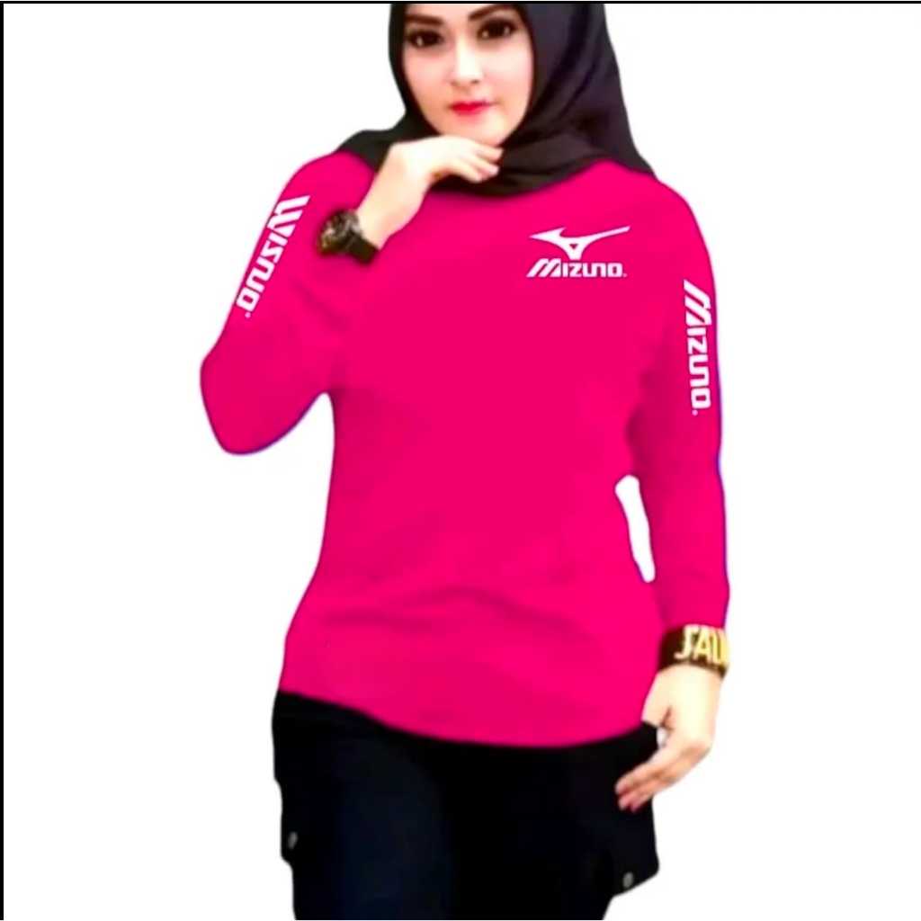 Baju senam wanita lengan panjang kaos atasan olahraga fittness gym voli aerobic
