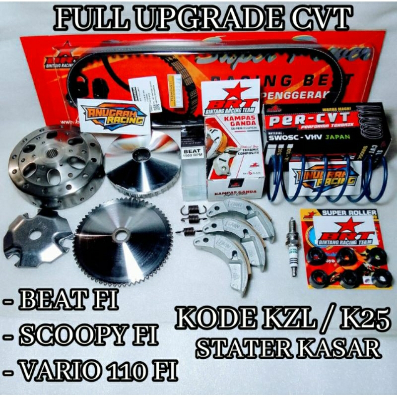 FULL UPGRADE CVT KIRIAN ANTI GREDEK AKSELERASI KZL / K25 PNP SCOOPY FI VARIO 110 FI  BEAT FI MANGKOK