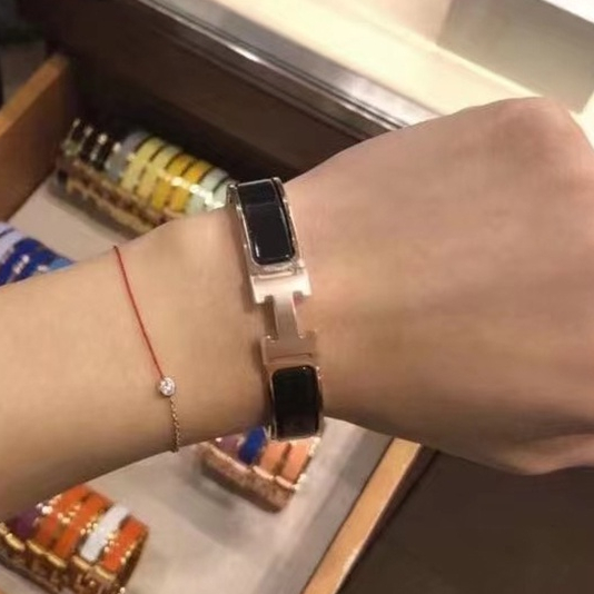 【17K emas】Enamel Women's Bracelet Bracelet White Gold Black Gold Rose Gold