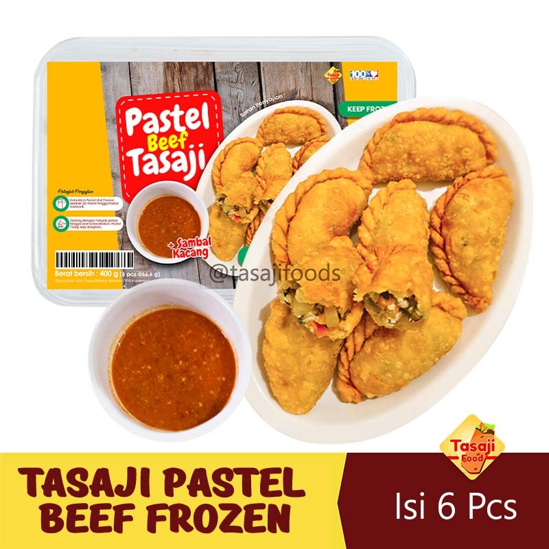 

Tasaji Pastel Beef Daging Sapi Chicken Frozen Isi 6 pcs + Sambal Kacang