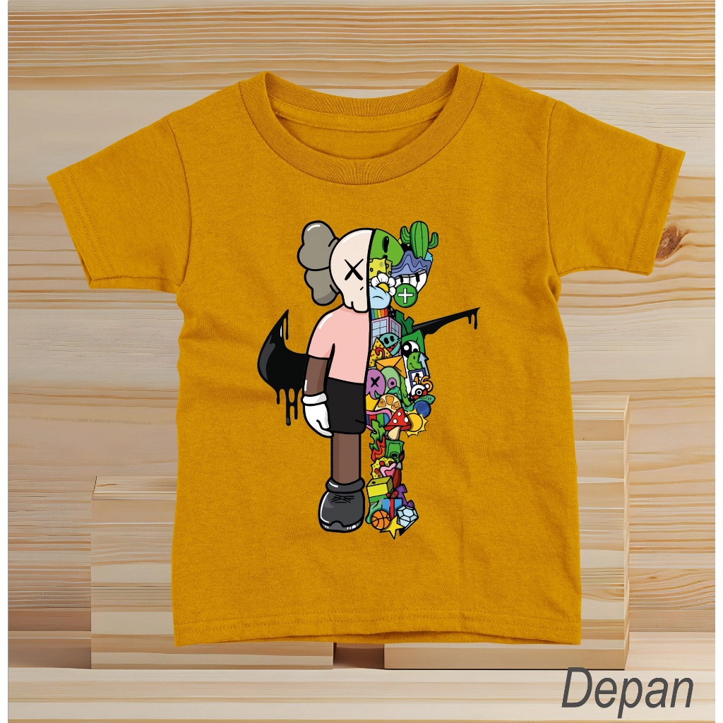 Kaos Anak Laki Laki Nike x Kaws 1-11 Tahun Cotton Combed 30s Baju Kaos Anak