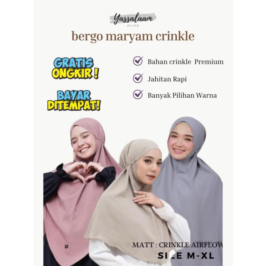 yassalaamhijab | HIJAB BERGO MARYAM CRINKLE AIRFLOW/ KHIMAR JUMBO TALI NON PED M L XL
