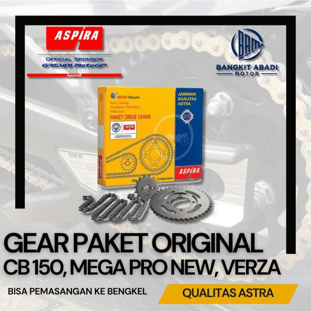 Aspira Gear Paket Gear Set CB 150 Street Fire CB 150R Mega Pro New Verza 150 Kualitas Astra