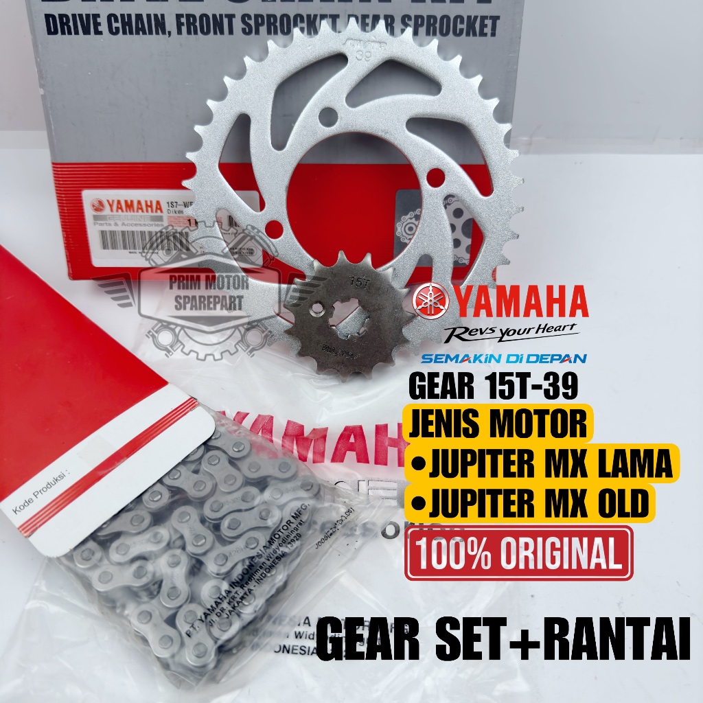 GEAR SET+RANTAI 1S7 ORIGINAL YAMAHA JUPITER MX LAMA , JUPITER MX OLD KUALITAS 100% ASLI YAMAHA YGP