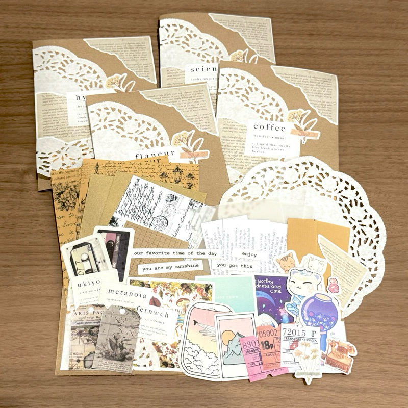 

[B384] 43pcs Scrapbook Journaling Paper Aesthetic Vintage Kraft Ephemera