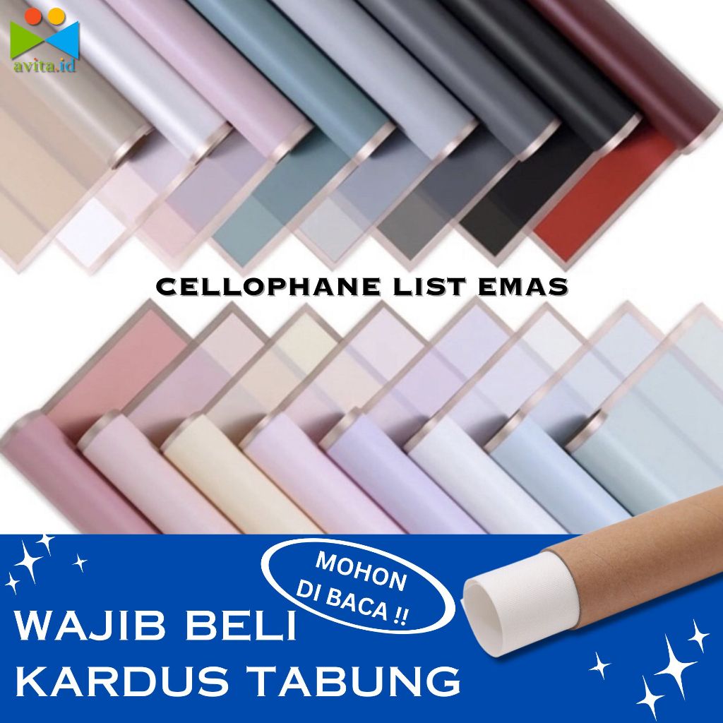 

avita.id [1 Lembar] Cellophane Tepilistemas / Flower Wrapping Paper Varian List Gold Line Emas / Flower Wrapping Cellophane Paper Florist