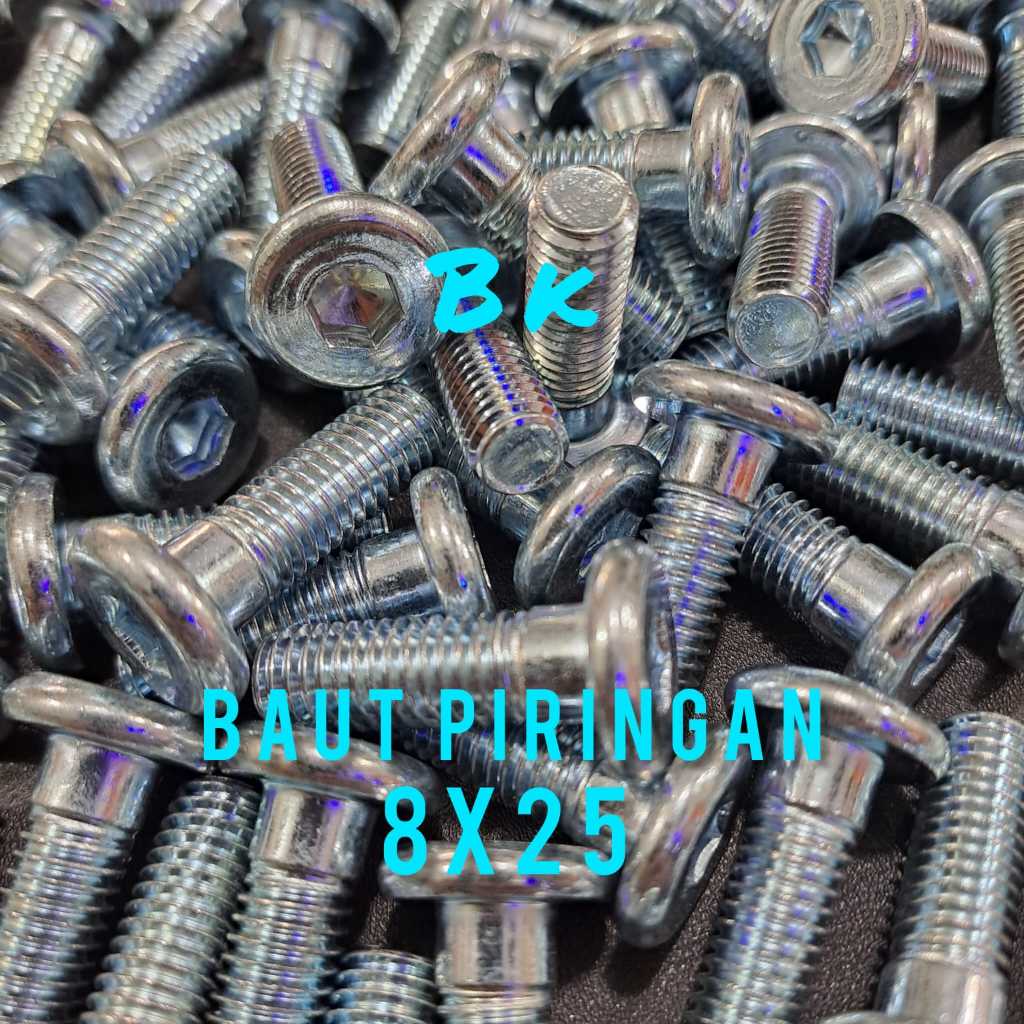 50-100 Pcs Baut Disc Cakram 8x25/Baut Disc Piringan Jupiter Mx/Mio/Vega r/Vega Zr Kunci L6