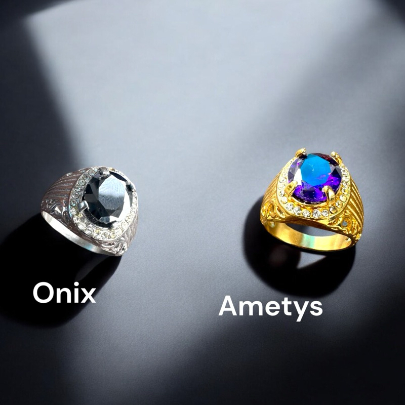 Cincin titanium cowok model ametys buat pria keren kualiatas anti karat