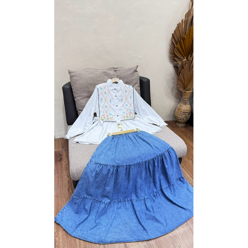 SET ROK WANITA JEANS || SET ROK ARUMI