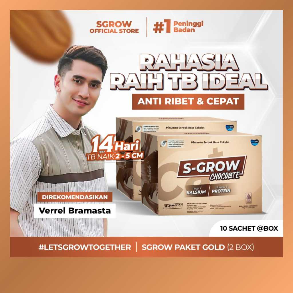 

S-GROW - Peninggi Badan Untuk Remaja dan Dewasa - 2 BOX CHOCOLATE