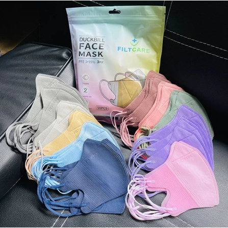 Masker duckbill Warna warni isi 50 Filtcare /masker duckbill warna warni isi 50 Mix warna 3ply tebal