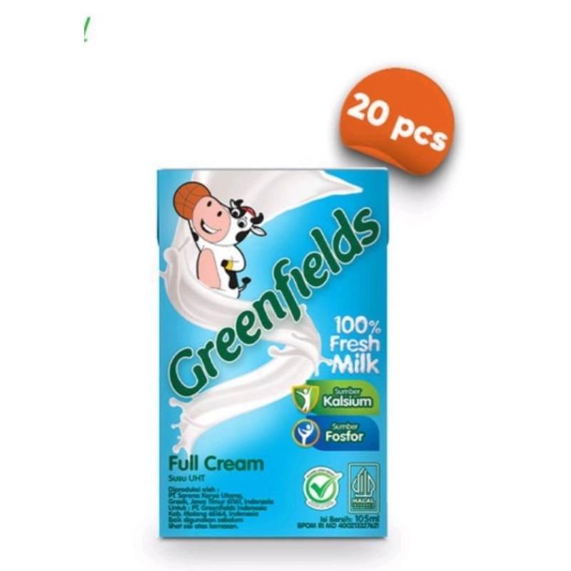 

PROMO ISI 20 Susu UHT Greenfields 105ml, Susu sapi Segar - Milk rasa full cream